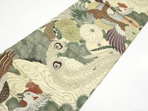 ¨̮⃝ アンティーク鳳凰 緑色 丸帯 引き抜き柄 ̮⃝ アンティーク鳳凰 緑色 丸帯 引き抜き柄